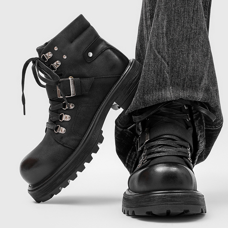 Brand Men Leather Boots Motorc - Luxury Lifestyle Products ulasan dan harga